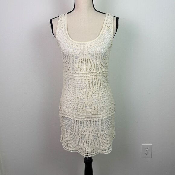Anthropologie Staring at Stars Women's Ivory Lace Shift Dress Cottagecore - Picture 1 of 8